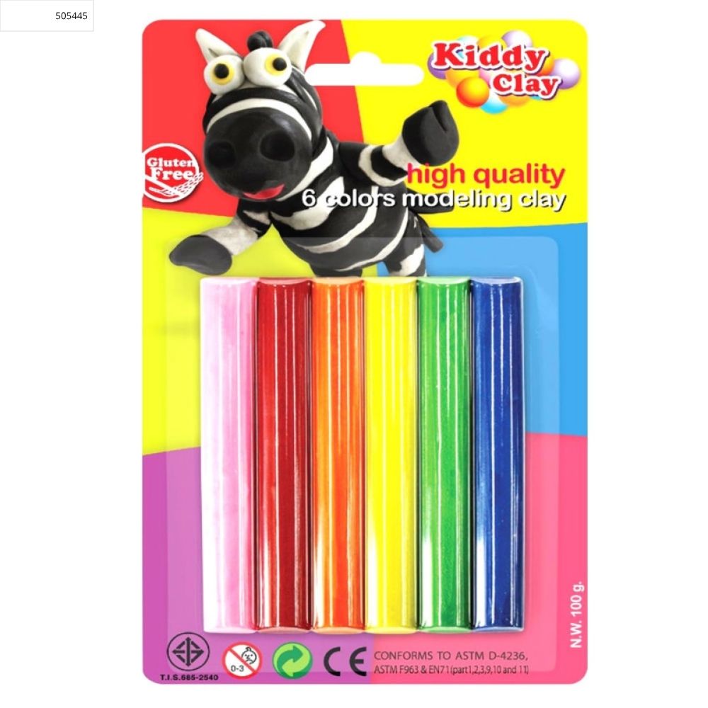 [498916] Paquet de 6 Pâte à Modeler Kiddy Clay 100g