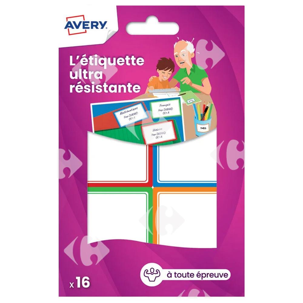 [650823] Étiquette Plastifiée tout Usage Avery 44x64mm 16 unités