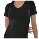 T-shirt Femme à Manches Courtes Col V avec Dentelle Noir - Taille L