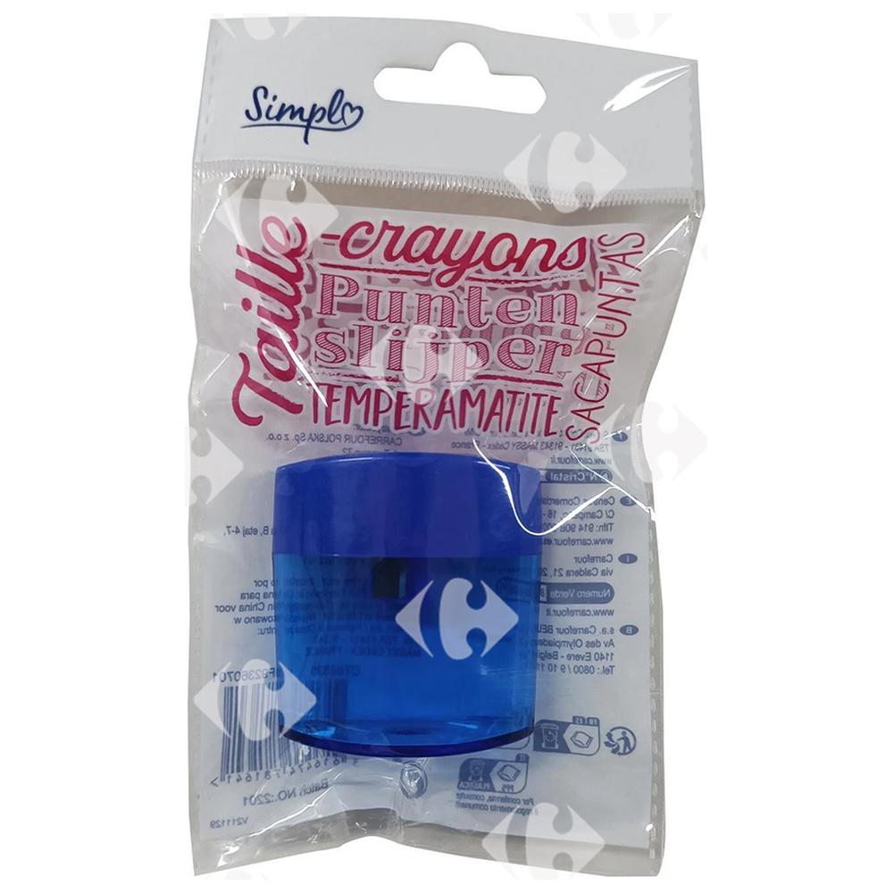 Taille-Crayon 1 Trou en Plastique Bleu Simpl