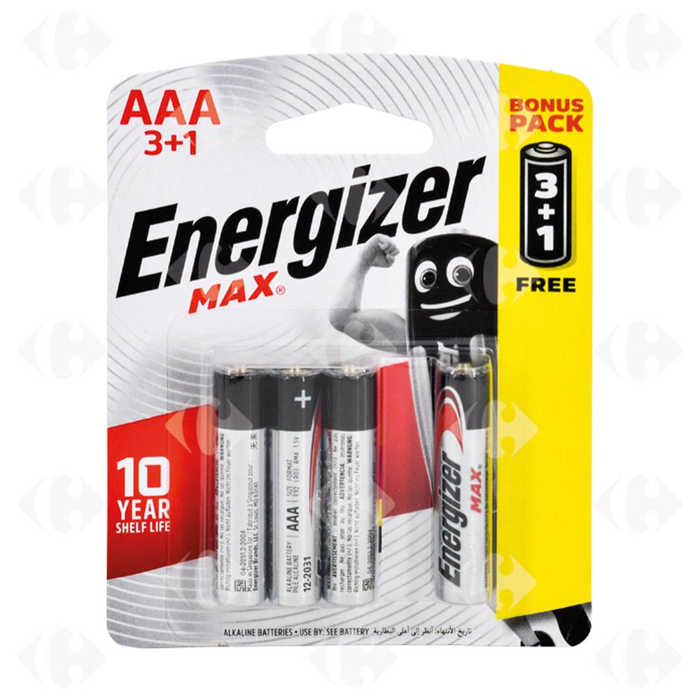 Piles AAA Max Energizer 4 unités.