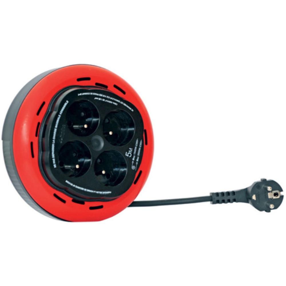 [408605] Enrouleur Domestique 4 Prises 2P+T 5 mètre.