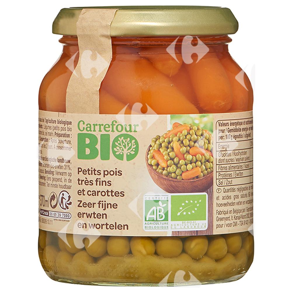 Petits Pois et Carottes très Fins Carrefour Bio 340g