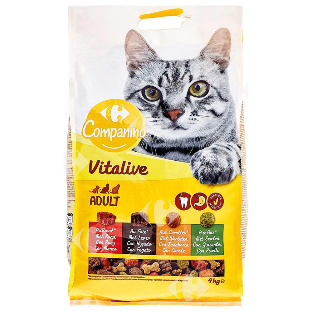 Croquettes au Bœuf, Foie et aux Légumes pour Chats Adultes Carrefour 4kg
