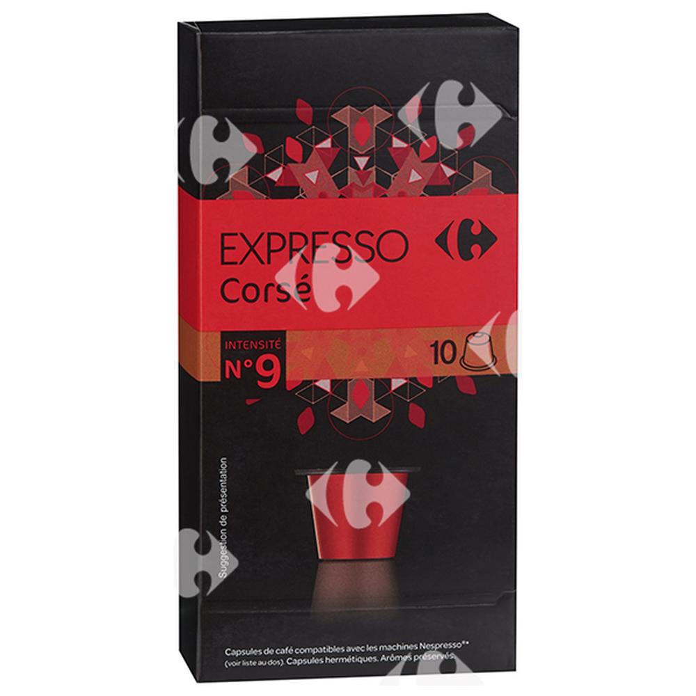 [564656] Café en Capsules Expresso Corsé Carrefour N9x10