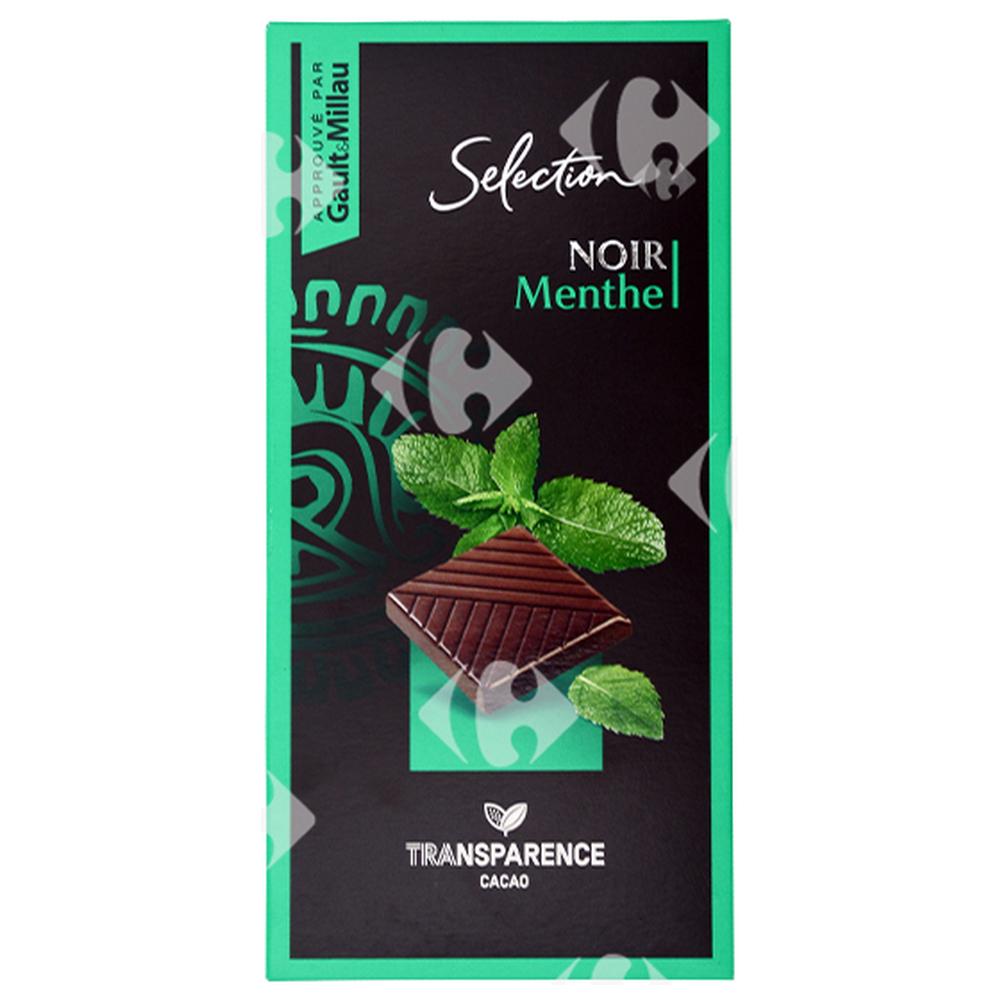 Tablette de Chocolat Noir Saveur Menthe Carrefour Sélection 100g