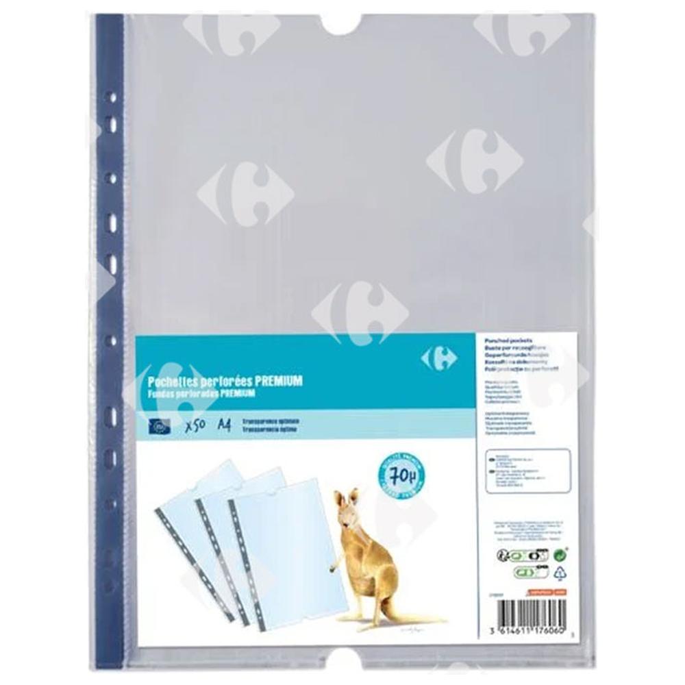 Paquet de Pochettes Perforées 70 Microns Carrefour 50 unités