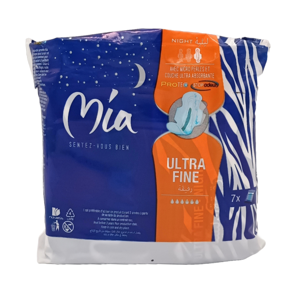 [578589] Serviettes Hygiéniques Ultra Fines Nuit Mia 7 unités
