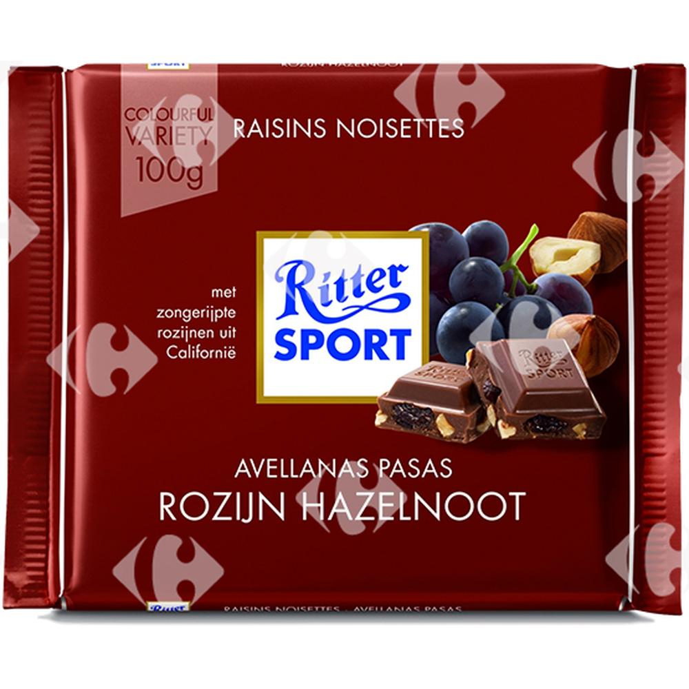 Tablette de Chocolat aux Raisins et Noisettes Ritter Sport 100g