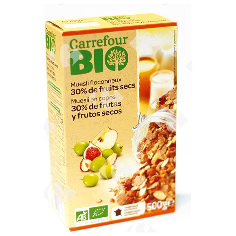Muesli Floconneux 30% Fruits Secs Bio Carrefour Bio 500g