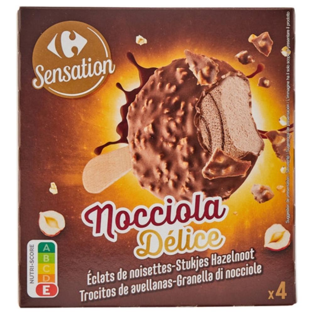 Bâtonnets Glace Chocolat Noisettes Carrefour Sensation 4 unités 204g