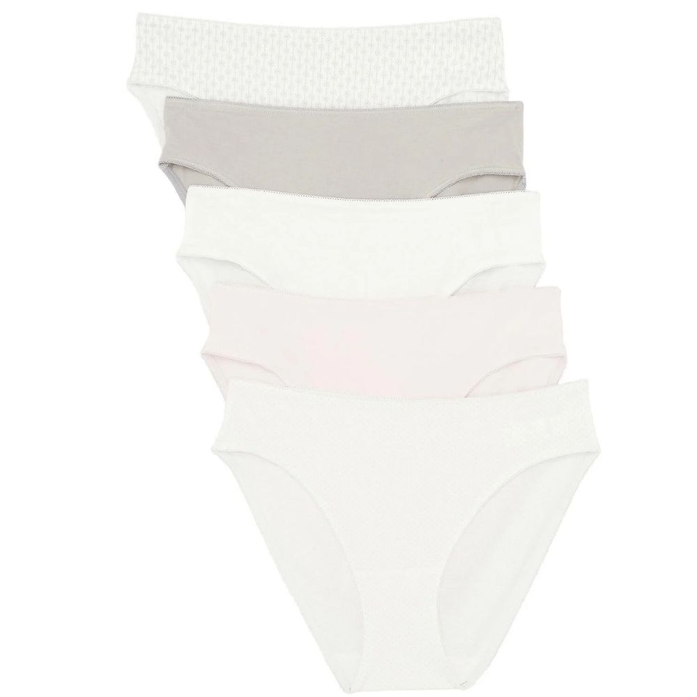 [691605] Lot 5 Slips Coton Imprimés Gris Chiné