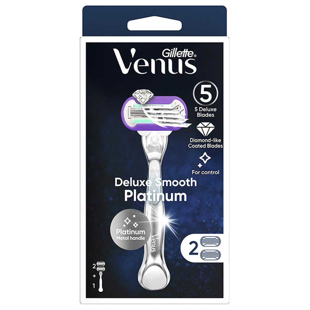 Rasoir Système Deluxe Smooth Platinum Venus 5 lames + 1 Rasoir + 1 Recharge