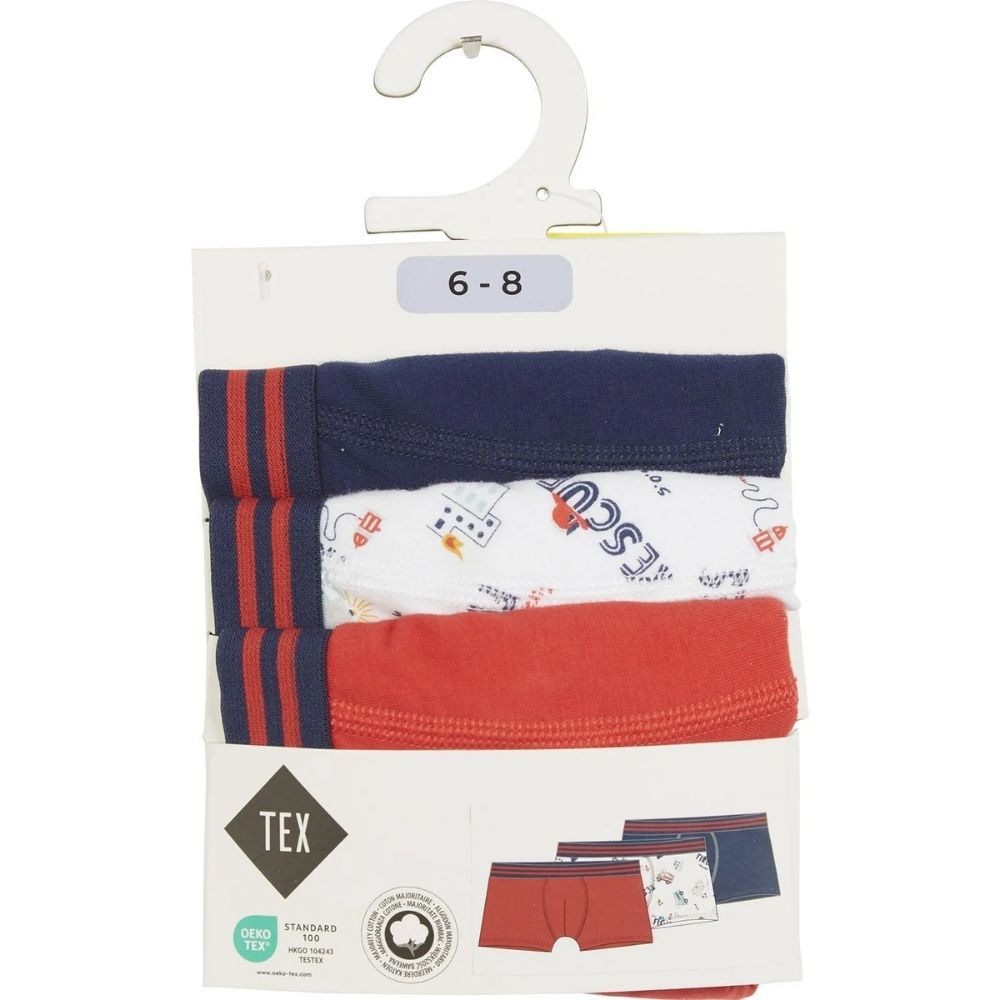 Boxer pour Garçon Rouge Tex Home 3 pièces