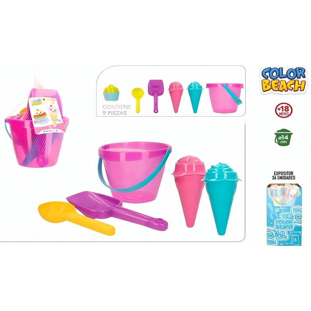 Set Seau de Plage avec Accessoires Sweet Time 9 Pièces
