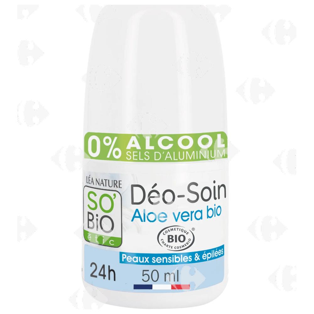 [682878] Déodorant Bille Soin 24h Tolérance + au Jus d'Aloe Vera Bio So'Bio 50ml