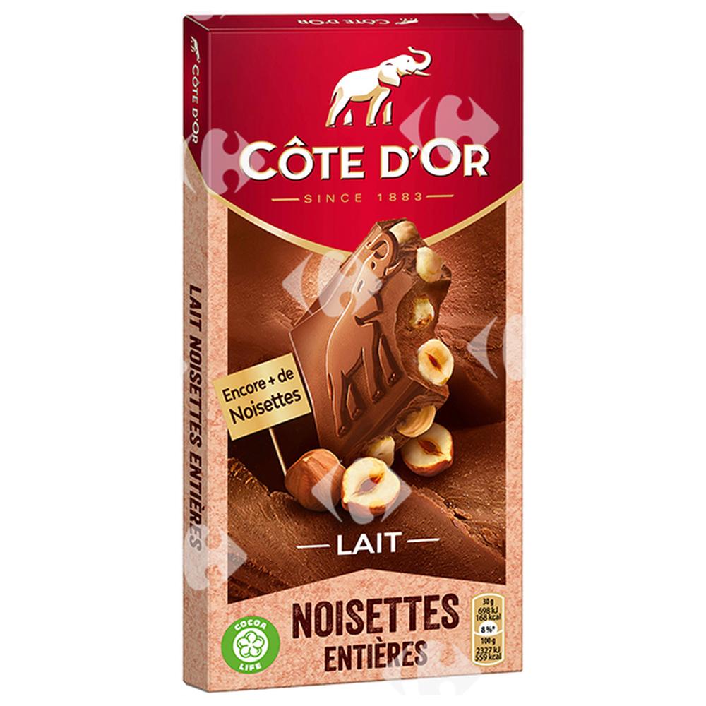 [626332] Tablette de Chocolat au Lait et Noisettes Entières Côte d'Or 180g.