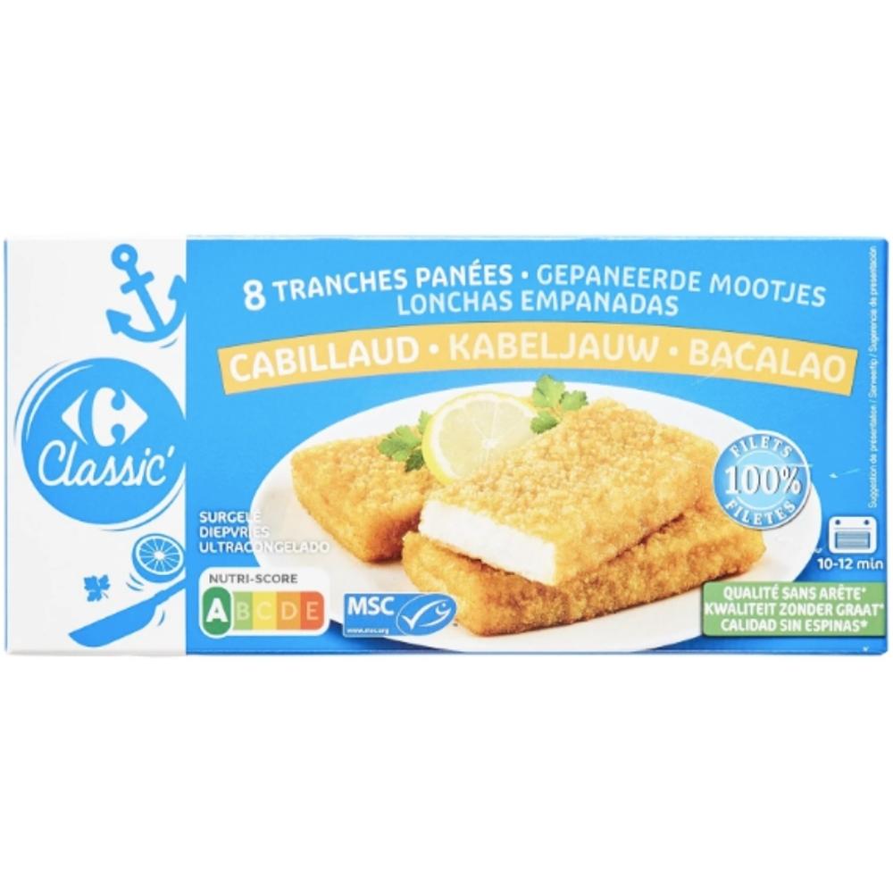 Panés de Cabillaud Carrefour 400g 8 unités.