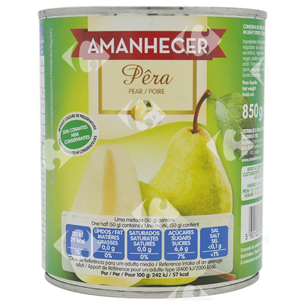 Conserve Demi-Poires Sirop Amanhecer 850g.