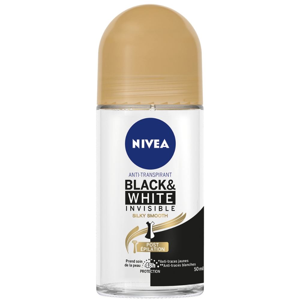 Déodorant Femme Roll On Black & White Silky Smooth Nivea 50ml.
