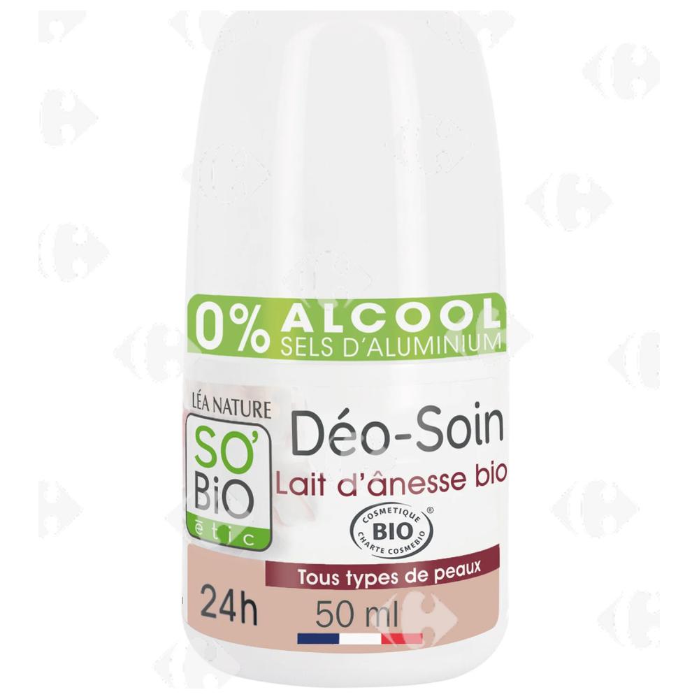 Déodorant Bille Soin 24h Hydratant au Lait d'Ânesse Bio So'Bio 50ml