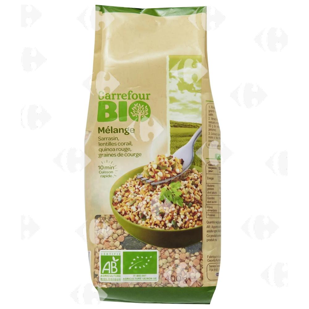 Mélange Sarrasin Lentilles Corail, Quinona Rouge Carrefour Bio 400g