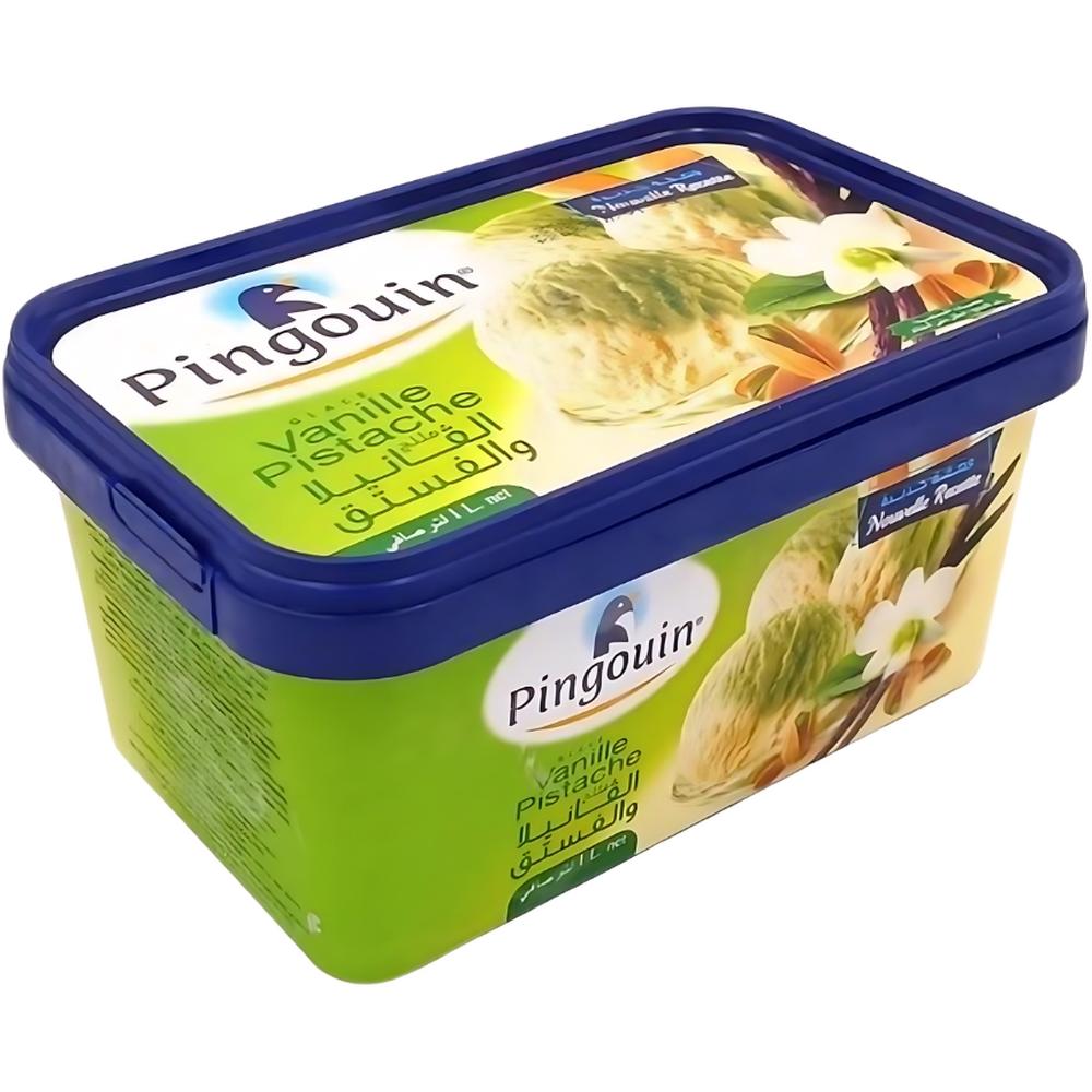 Crème Glacée Vanille Pistache Pingouin en Bac 1L