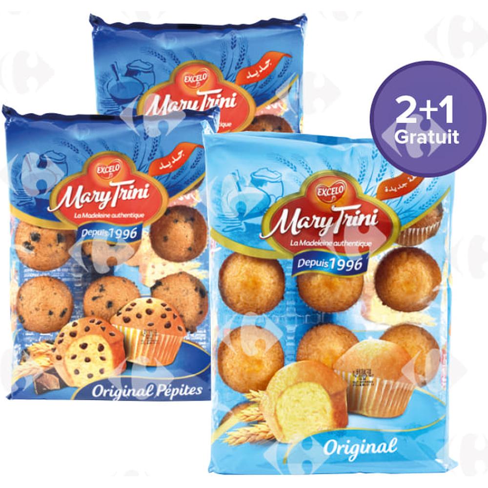 Lot de 2 Madeleines Pépites Mary Trini 270g + Madeleines Original Mary Trini 250g Gratuite.