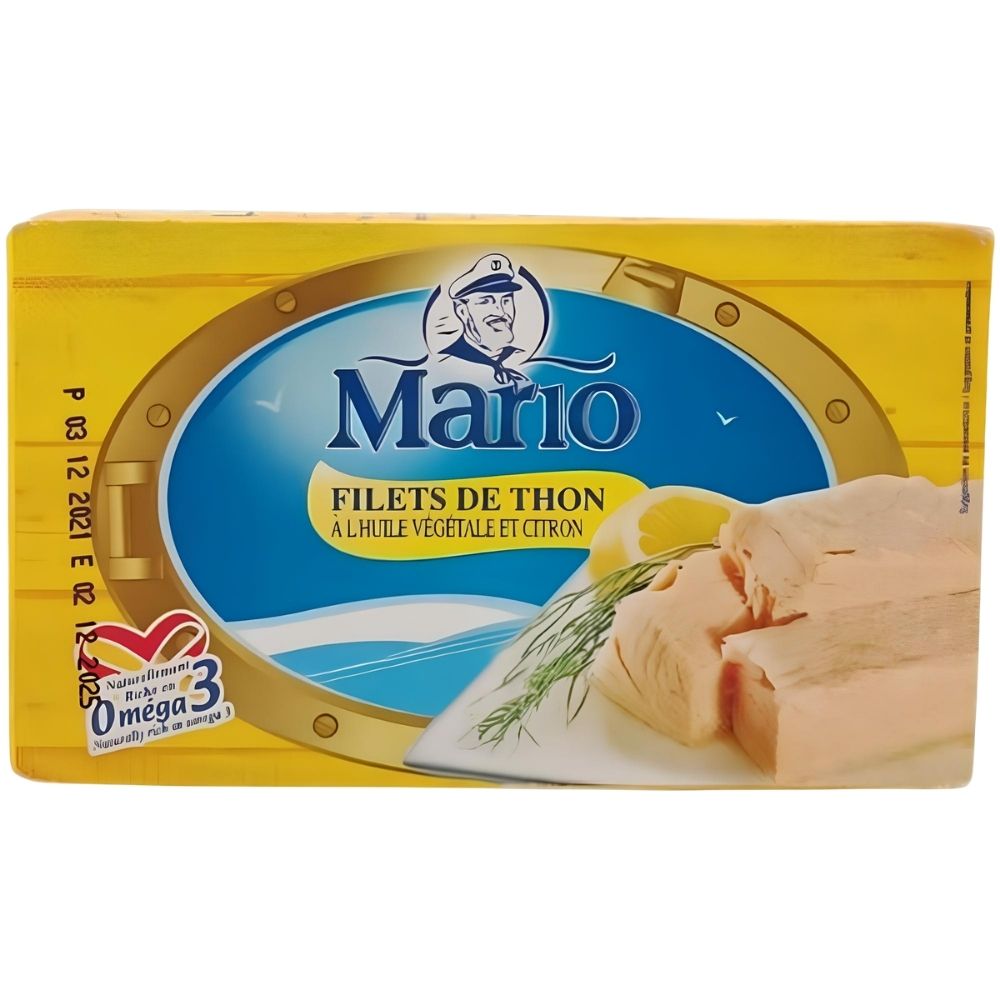 [594176] Conserve de Filets de Thon à l'Huile Végétale et Citron Mario 125g.