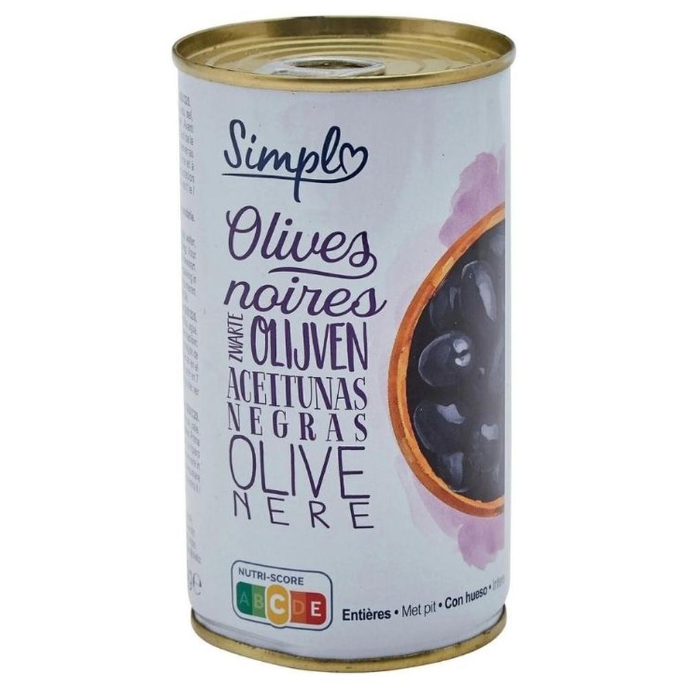 [413677] Conserve d'Olives Noires Entières Carrefour Simpl 350g.