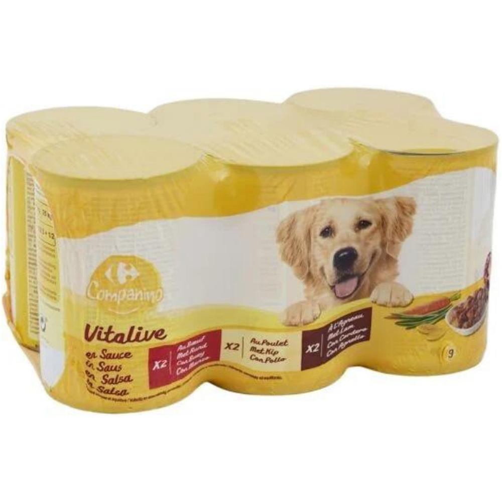 Pâtée pour Chien Adulte au Bœuf au Poulet et à l'Agneau Carrefour Companino 6x400g