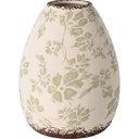 Vase Kasa en Céramique Blanc Fleurs Vertes 20cm