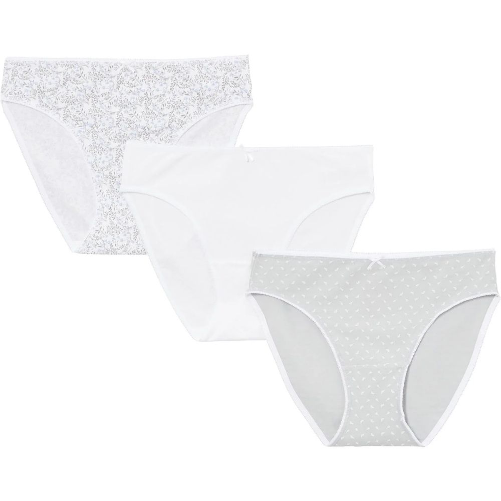[727498] Lot 3 Slips Femme Coton Imprimés Bio Blanc