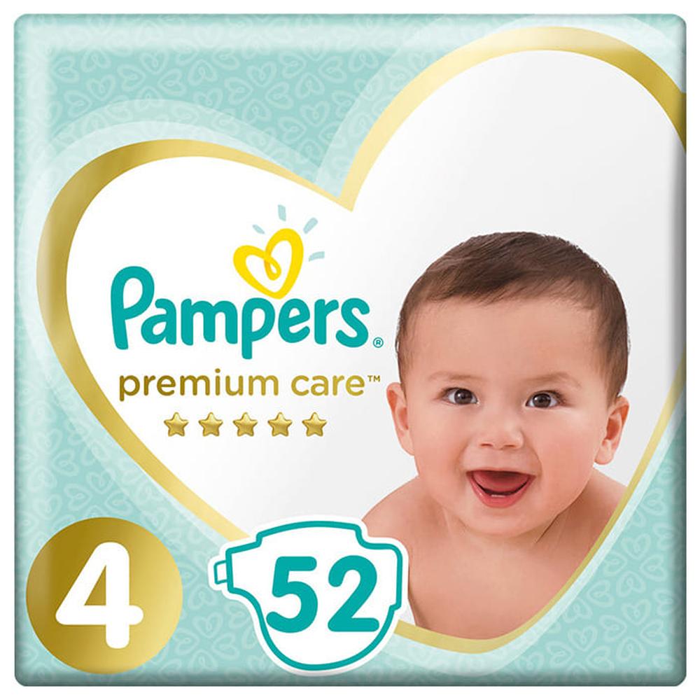 [604993] Couches Bébé Premium Care Taille 4 (9-18kg) Pampers 52 unités