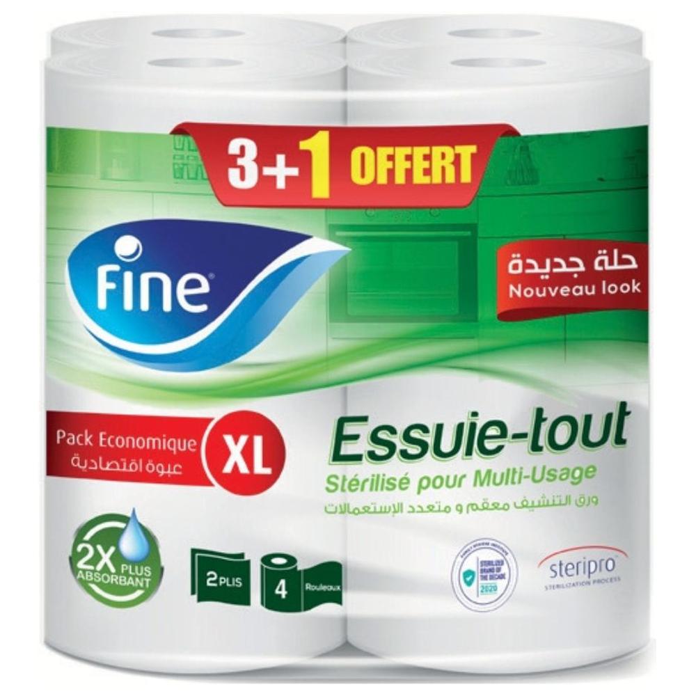 Pack Essuie-Tout Roll XL Fine 3 Rouleaux avec 1 Gratuit