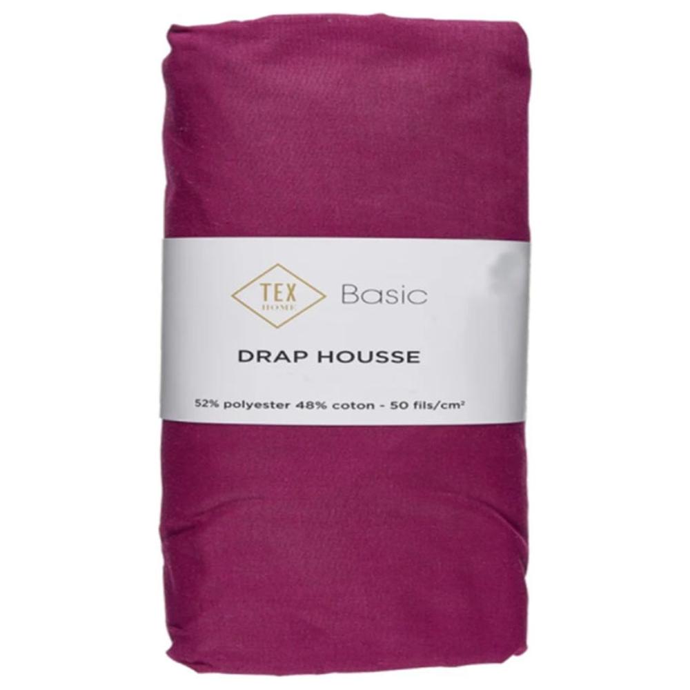 [667582] Drap Housse Prune Tex Home 90x200 cm