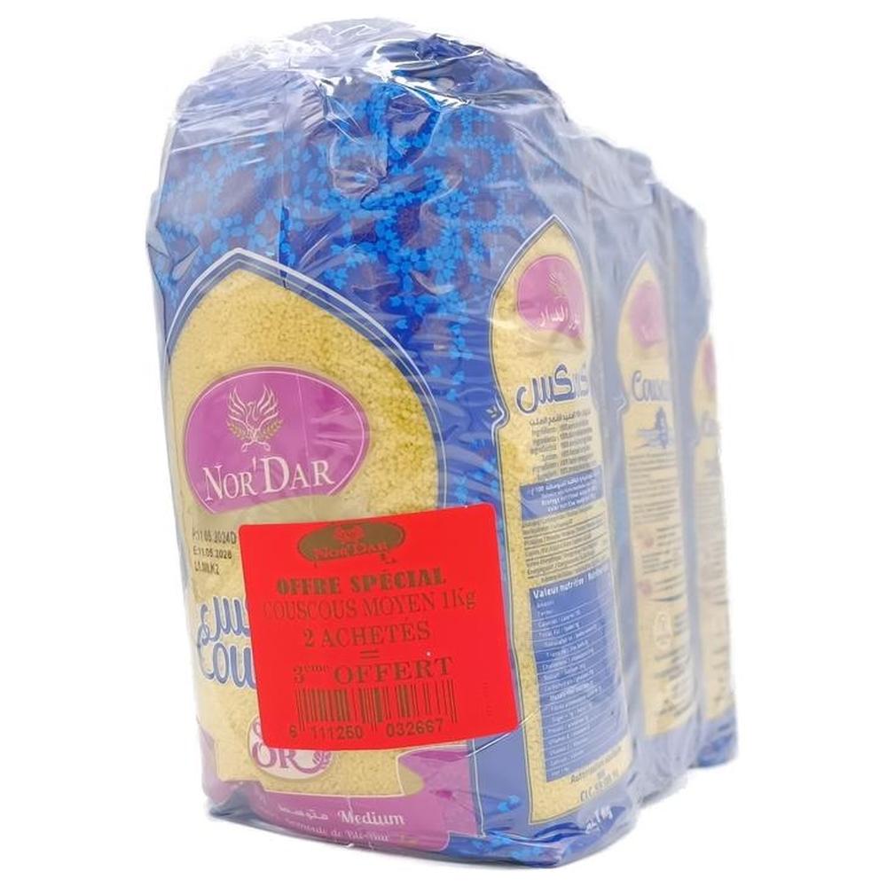 [687814] Lot Couscous Moyen Nor Dar 1kg + 1kg Gratuit