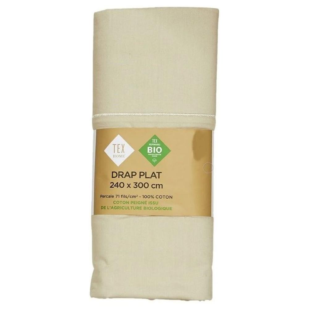 Drap Plat Percal en Beige Tex Home 180x300 cm