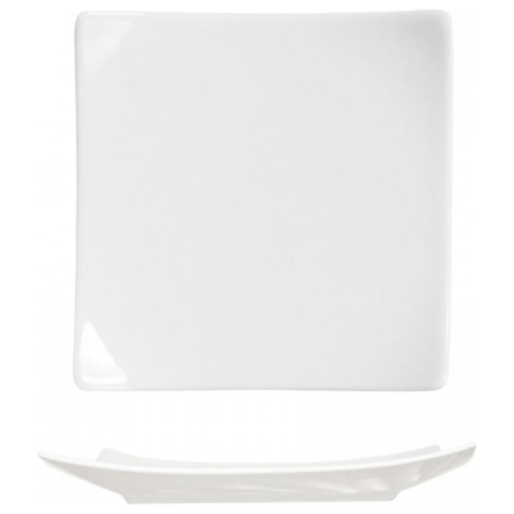 [708409] Assiette Plate Carrée Blanche en Porcelaine 18x18cm