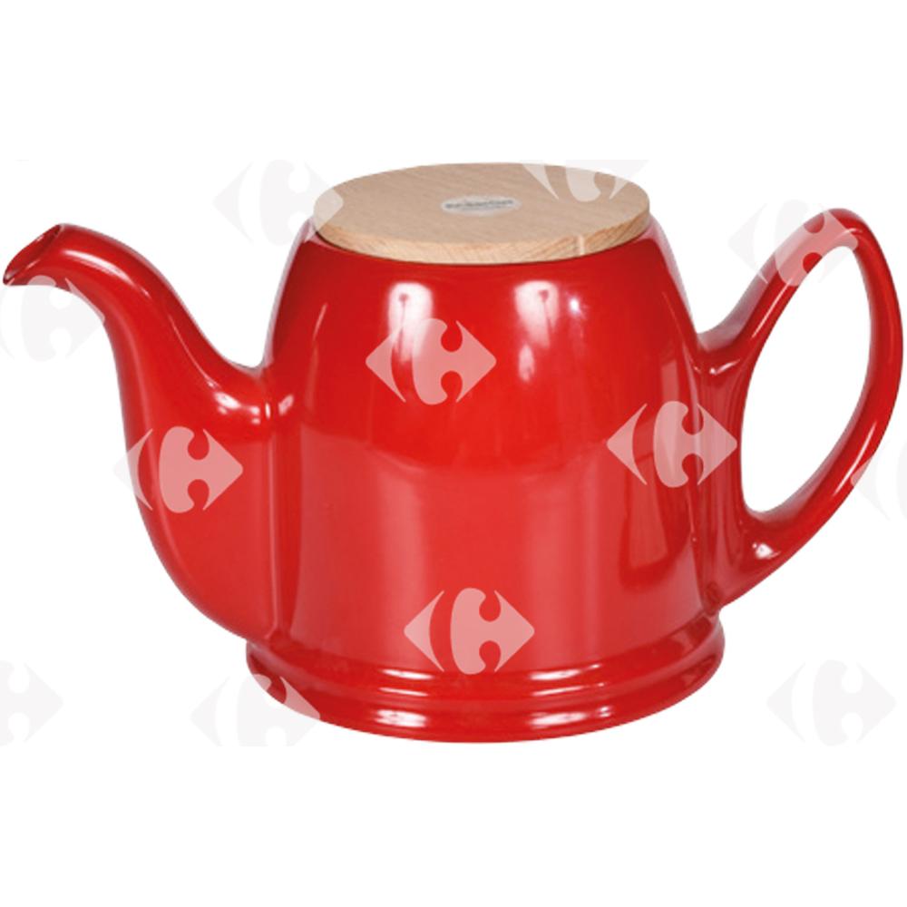 Théière en Porcelaine avec Couvercle en Rouge et Aubergine 1400ml