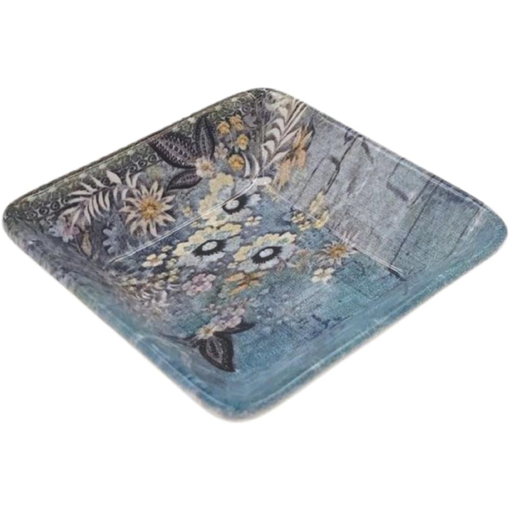 [695691] Coupelle Carrée en Porcelaine Bleuet 12x12cm.