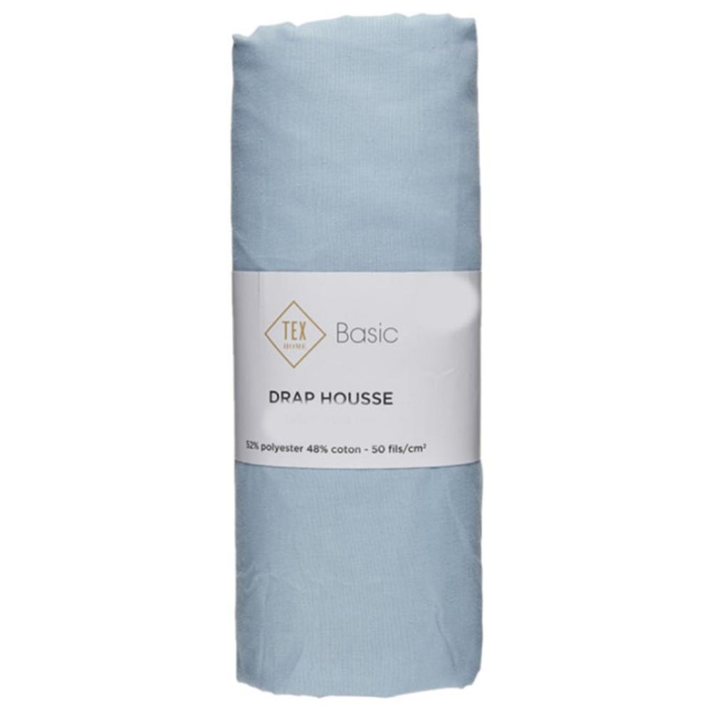 Drap Housse Bleu Tex Home 140x200cm.