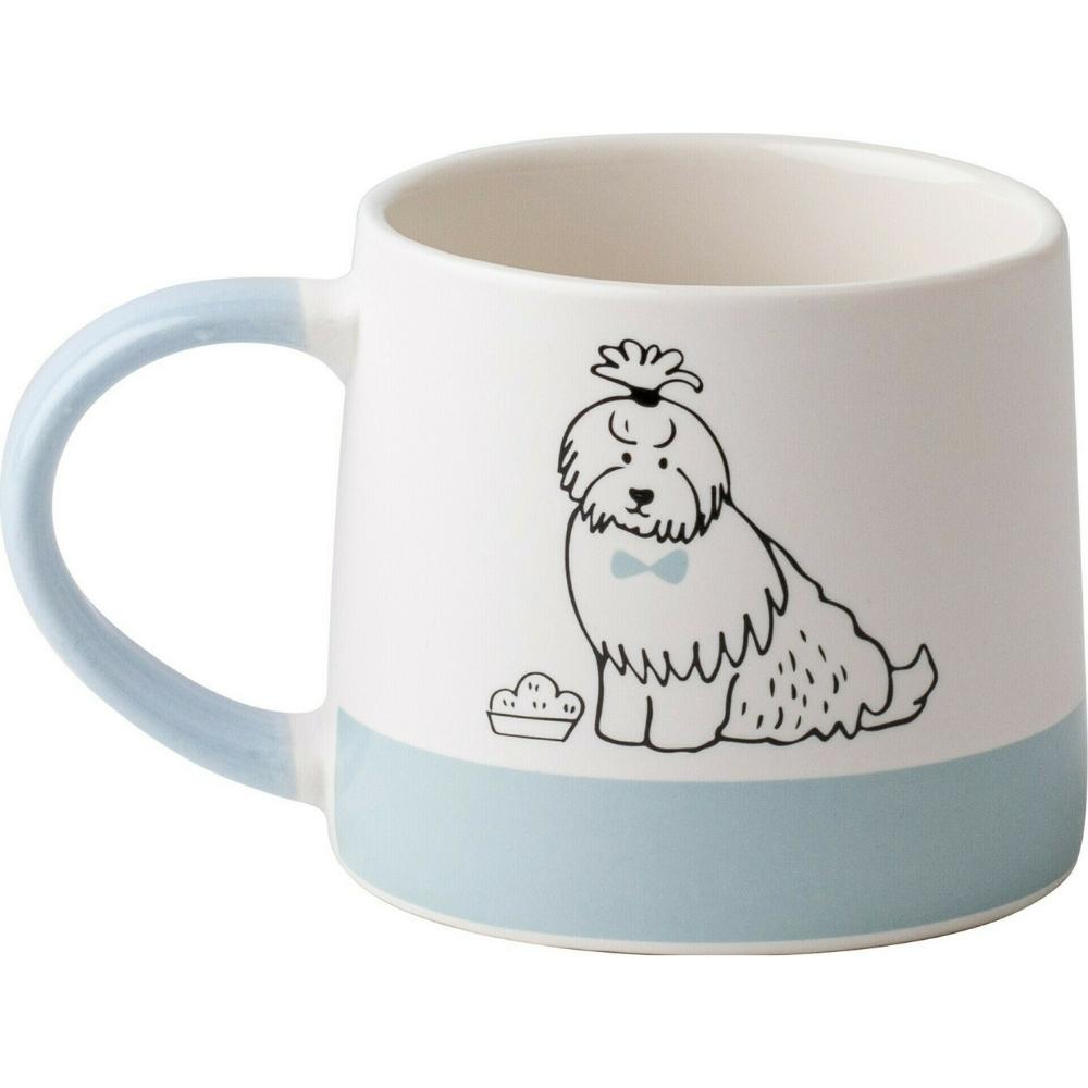 Mug en Porcelaine Chien Blanc Bleu 38 cl