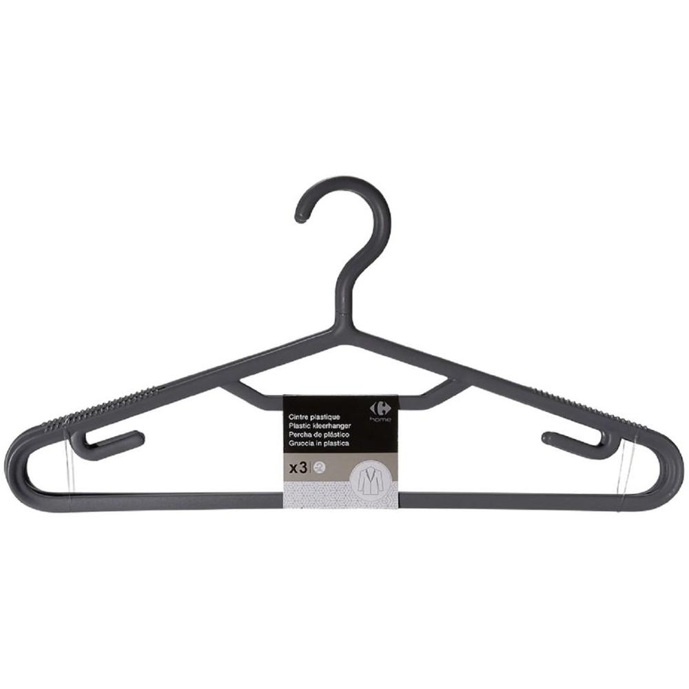 [687043] Cintres Plastique Gris Carrefour 3 pièces
