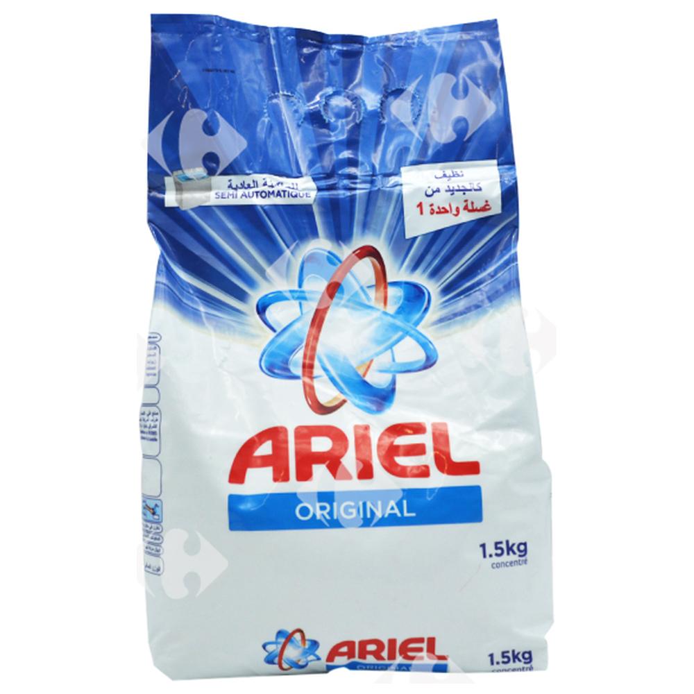 Détergent Lessive en Poudre Ariel Machine Semi-automatique et Main 1,5Kg.