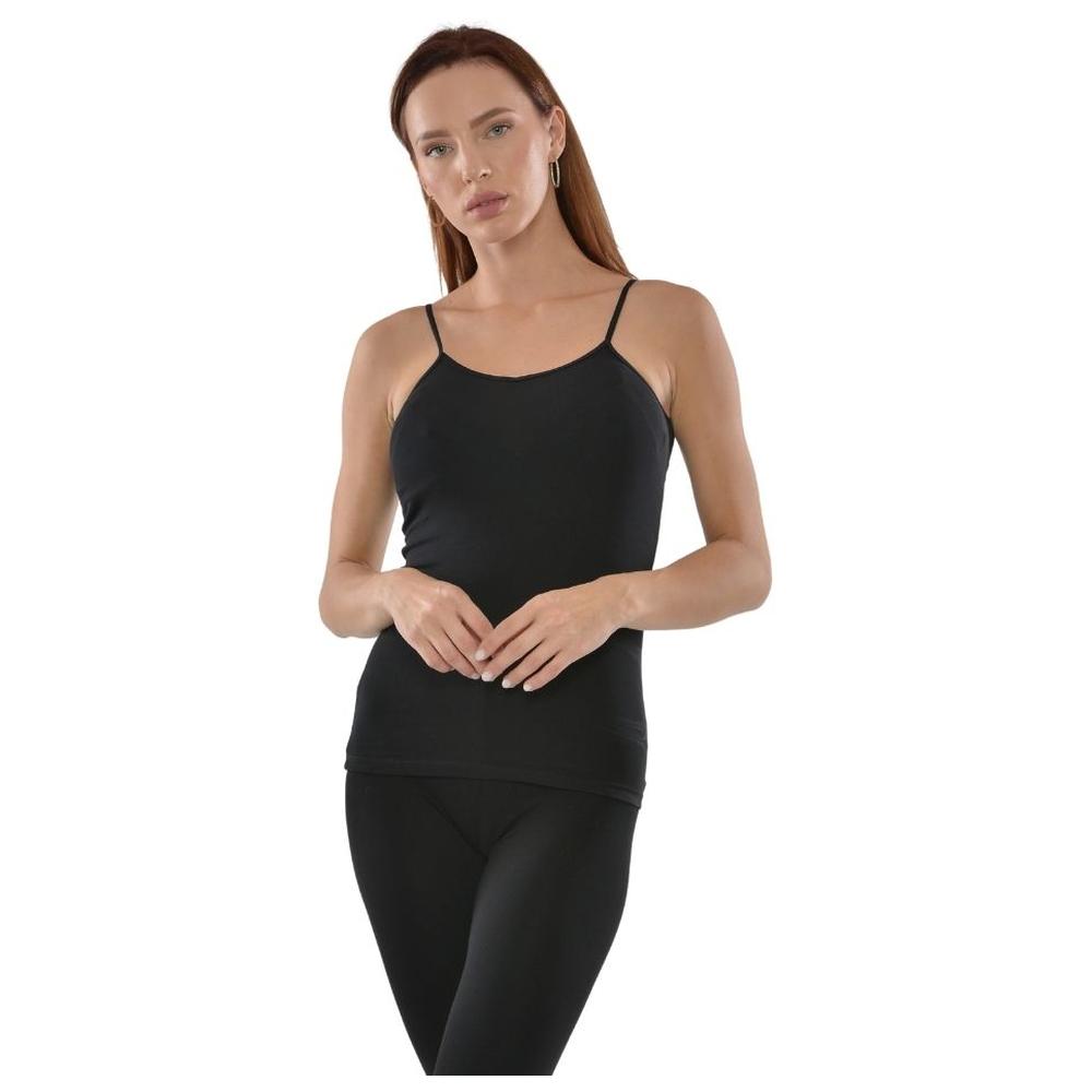 Débardeur Femme à Fines Bretelles Noir en Coton - Taille L