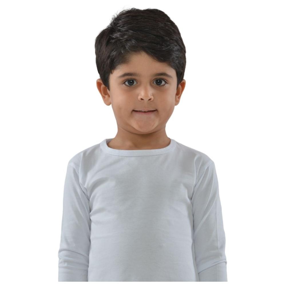 Pull Garçon à Manches Longues Col Rond Blanc - 8 Ans