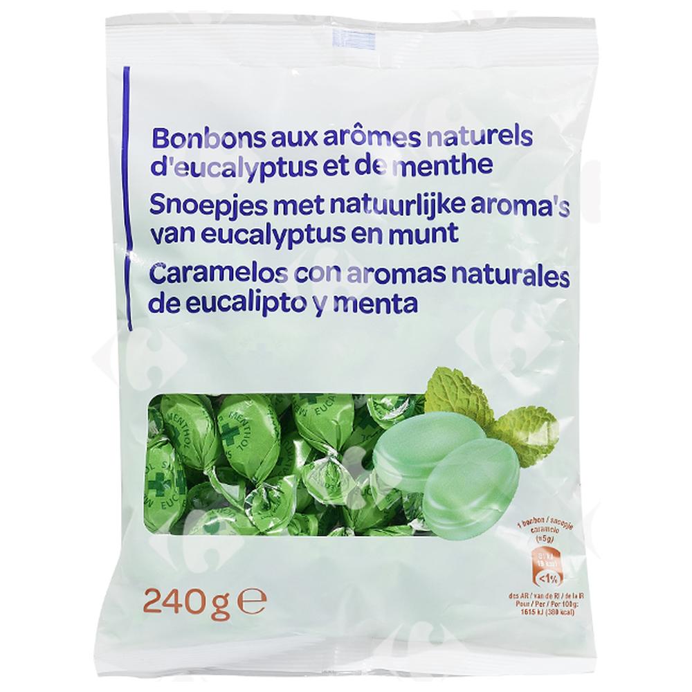 Bonbons aux Arômes Naturels d'Eucalyptus et de Menthe Carrefour Blanc 240g