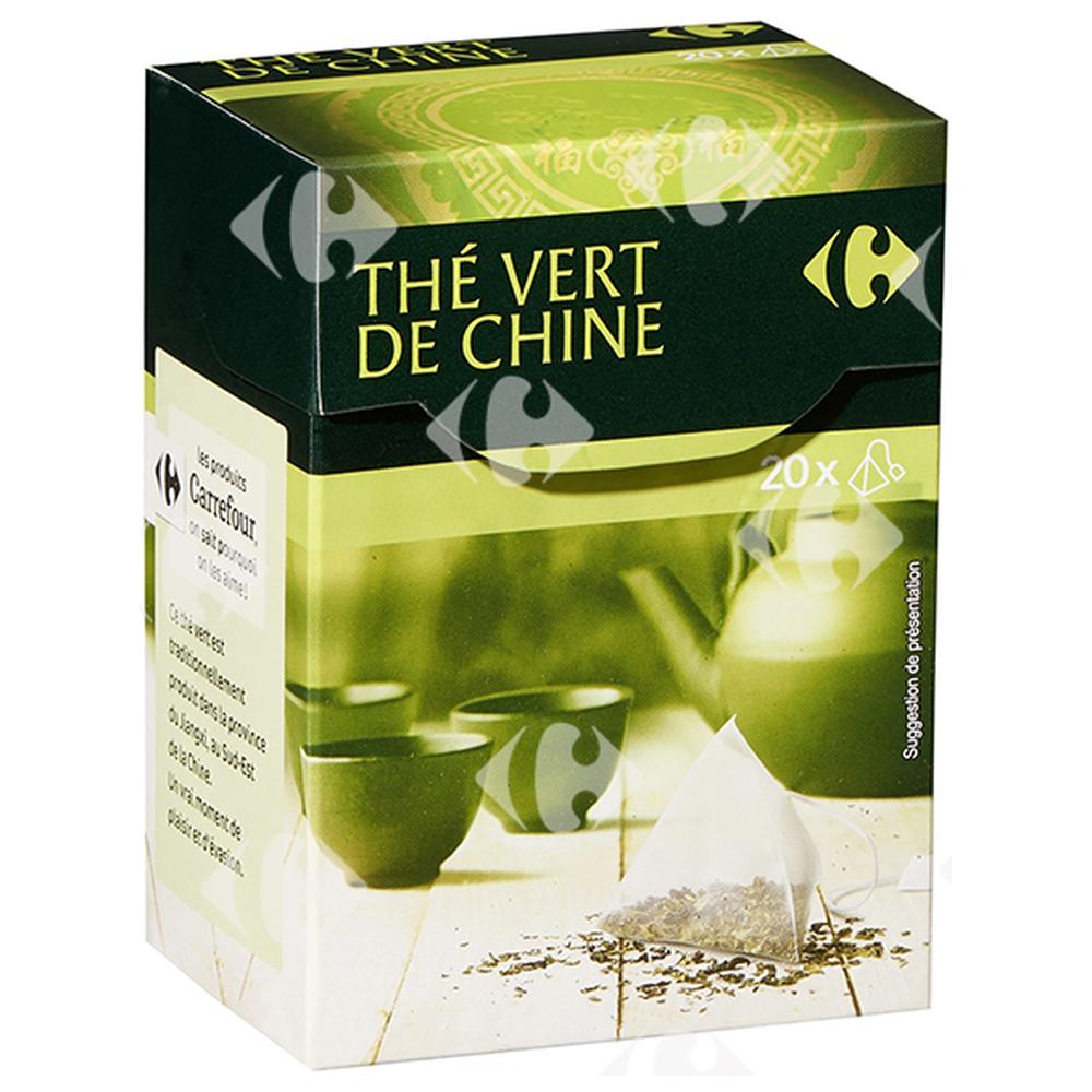 [644138] Thé Vert Aromatisé en Sachets de Chine Carrefour 20 sachets