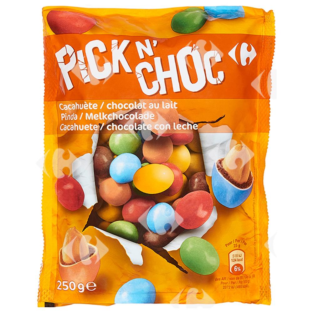 [410747] Billes Chocolat au Lait et Cacahuètes Pick N'Choc Carrefour 250g